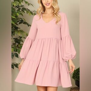 Elegant Pink Tiered Dress